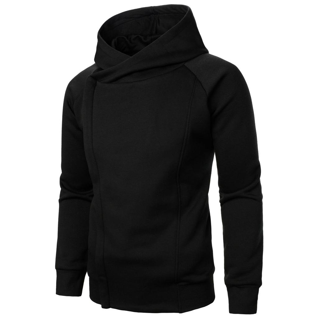 Men's Fashion Hoodie with Side Zipper - Solid Color Casual Cardigan