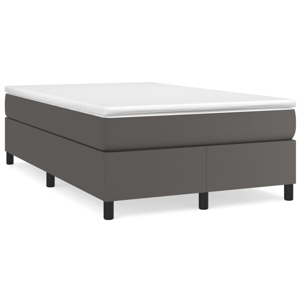 Box Spring Bed with Mattress Gray 120 X 200 Cm Faux Leather