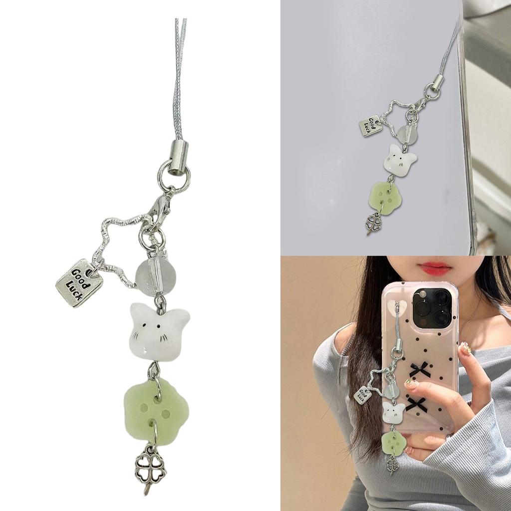 Lucky Rabbit Clovers Star Charm Keychain Colorful Beaded Keyring Handmade Phone Strap Accessory for Women and Teens