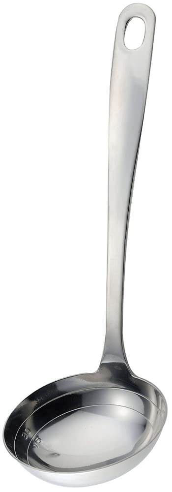 Shimomura Kikaku Ladle with Measuring Marks in Dishwasher Seamless Design for Easy Measuring Function 21cm for Seasonings and Stainless Steel 40374