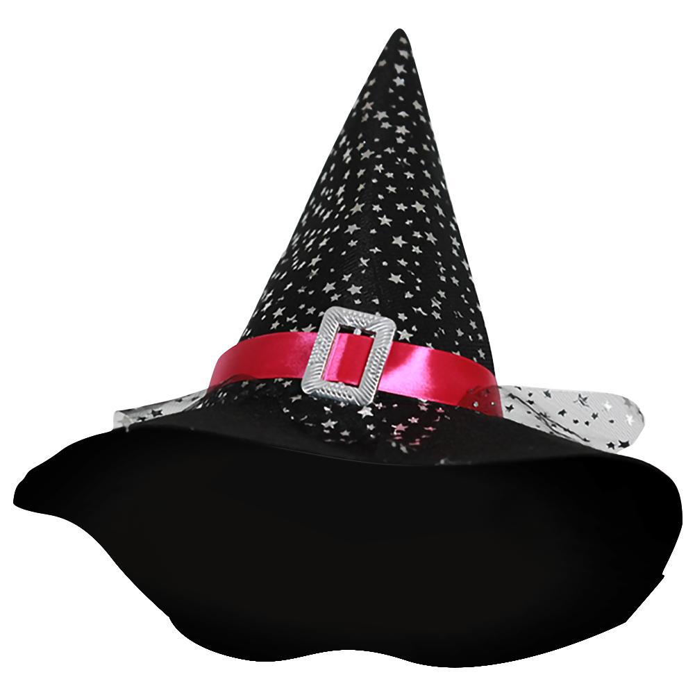 Kid Girls Halloween Witch Costume Sparkly Silver Stars Printed Carnival Cosplay Dress With Pointed Hat Wand Dress Up Clothes