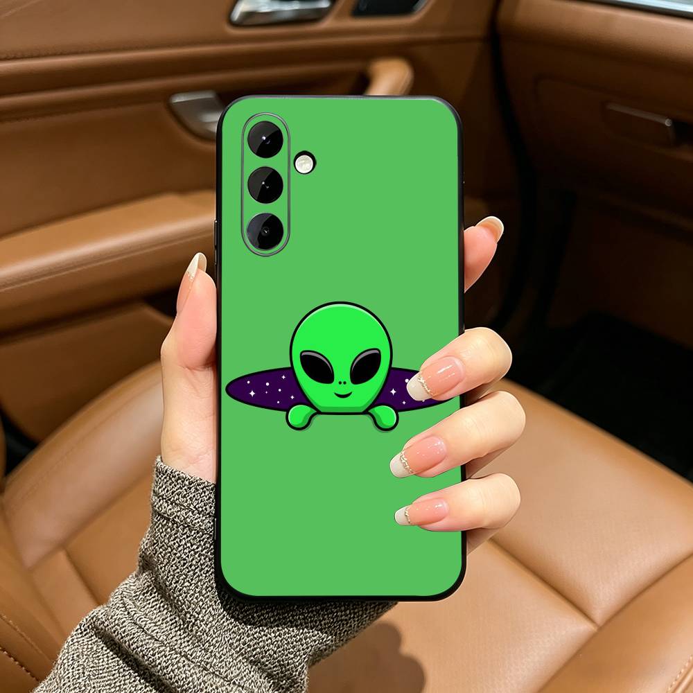 Cute Cartoon Alien Soft Silicone phone Case for Samsung Galaxy A73/A71/A72/A70/A53/A52/A51 - Black