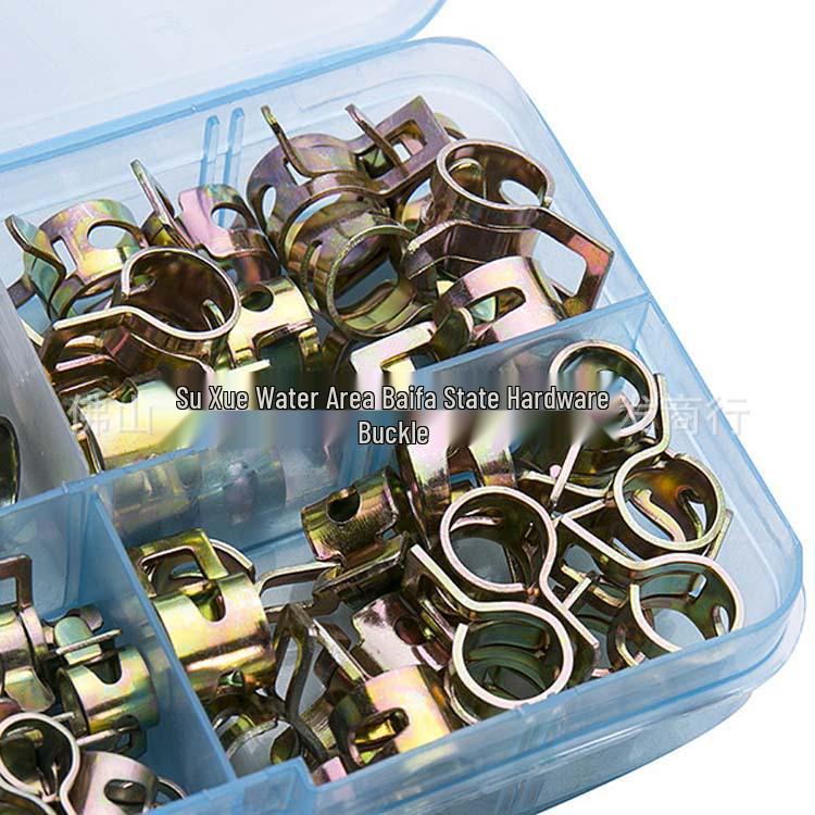 75-Piece Color-Plated Zinc M6-10 Spring Hose Clamp Set