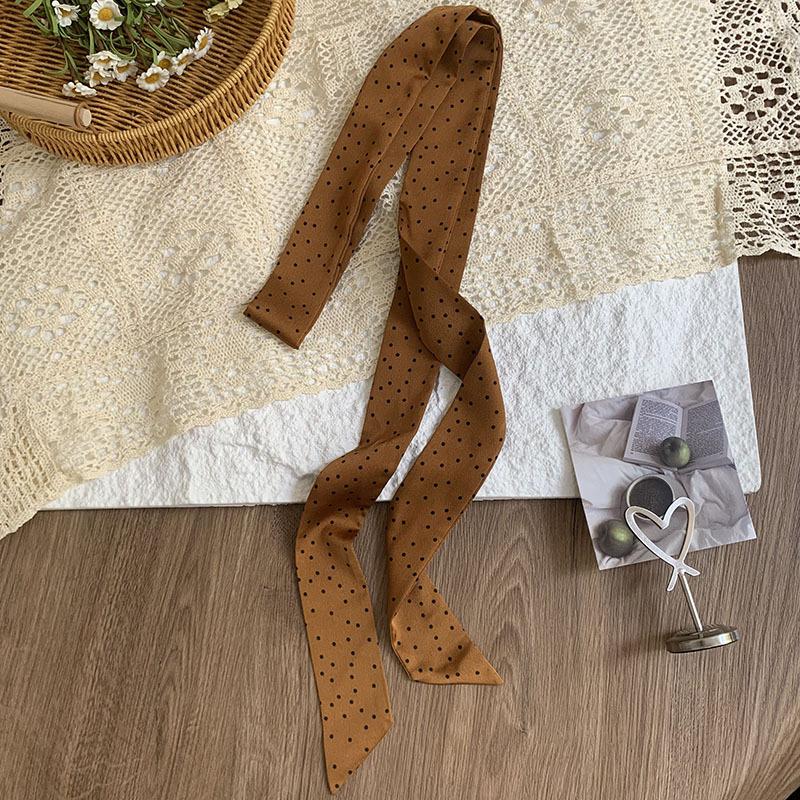 Double-layer polka dot silk scarf, high-end versatile small scarf, fashion headscarf, headband, hair tie, decorative belt.