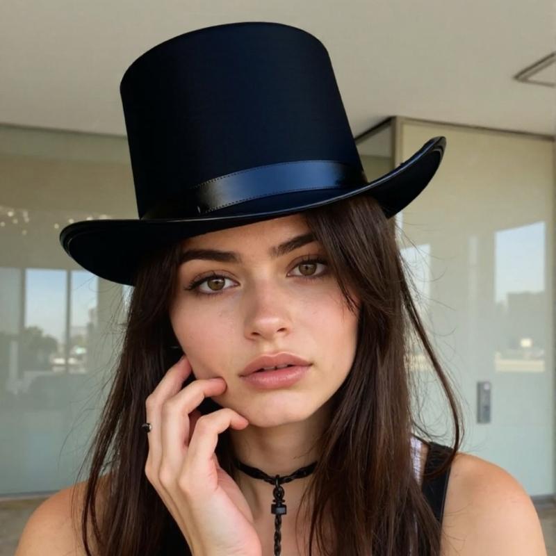 Dress Up Magicians Top Hat for Women Man Theme Party Hat with Roll Brims Costume Gentleman Top Hat HippiesCap Photo Hat