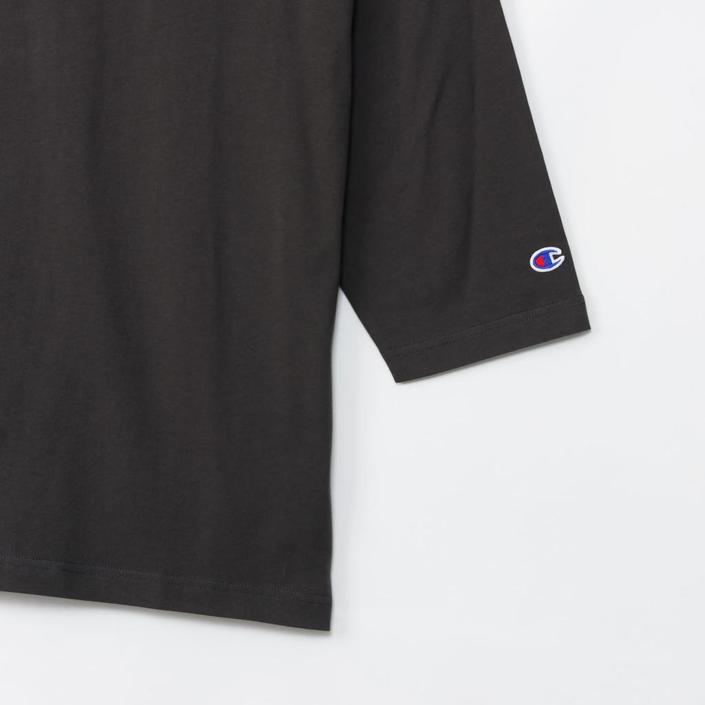 Champion Long Sleeve Round Relaxed Drop Off Men's T-Shirt, 3/4 Sleeves, Neck, 100% Cotton, One-Point Logo, Fit, Shoulder, Black, C8-A408Z