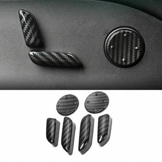 For Tesla Model X S 2012- Carbon Fiber Seat Adjust Handle Button Cover Trim