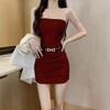 Kruidige Meisjes Sexy Backless Bandeau Jurk, Lente/Herfst 2026 Figuurcorrigerende Tailleband & Heupomhelsende Korte Rok