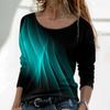 Women's T-shirt Tee Casual Holiday Weekend Simple Abstract Painting Tshirt Tee Long Sleeve Round Neck Oversized