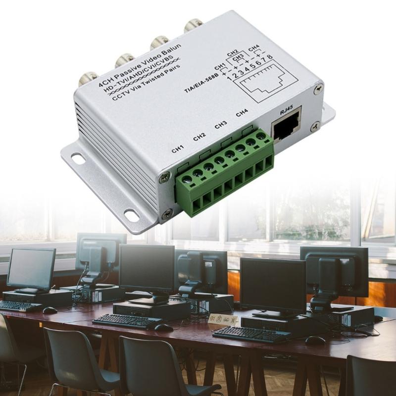4CH Passive Video Balun for CVI AHD Cameras CCTV Via Twist Pairs UTP Video Balun BNC To UTP RJ45 4CH Transceiver