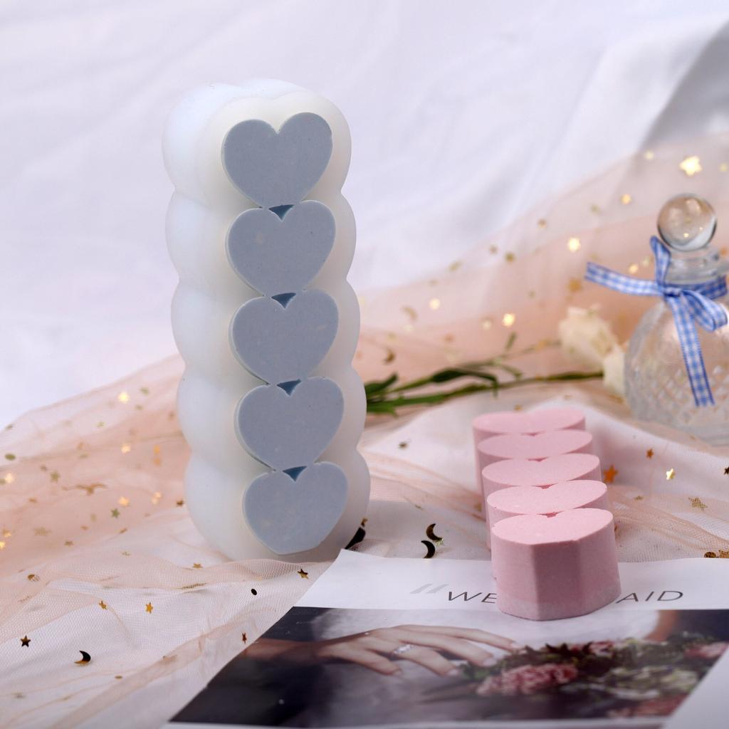 INS 3D Pětičlenný Love Pillar Silikonová forma Kreativní čokoláda na pečení Korejská forma na aromaterapii