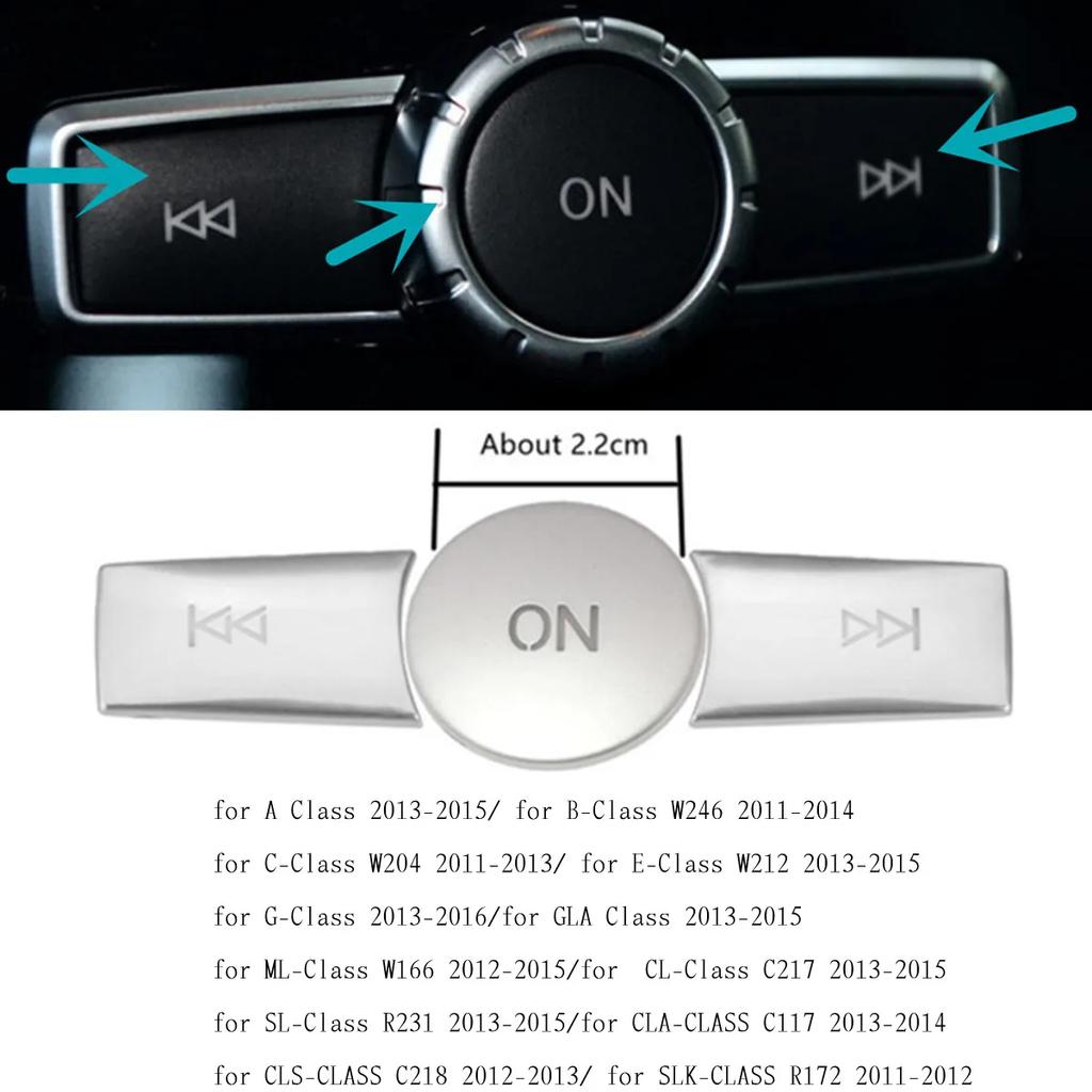 Car Multimedia Volume Radio ON Button Cover Trim Sticker Decal For Mercedes Benz A B C E GLA CIA ML GL SLK  W176 W246 W204 W212