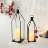 Set Of 2 Minimalist Black Iron Candle Holders Home Table Decor Outdoor Garden Lantern