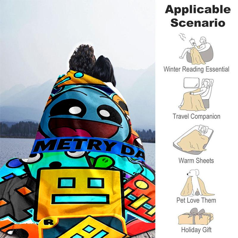 1pc Blanket Geometry Dash5 Print Design, Lightweight Blanket for Sofa, Bed- Soft &Warm, Gift for All Seasons like Christmas, Halloween