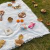 T-grid picnic mat, moisture-proof mat, picnic cloth, outdoor camping blanket, white blanket, beach mat.