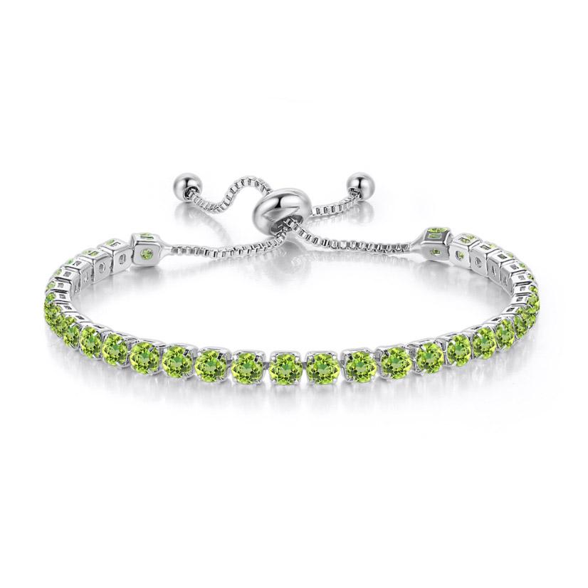 Adjustable 4MM Round Rainbow Zircon Tennis Bracelets for Women Men Fashion Silver Color Crystal Chain on Hand Trend Jewelry H133