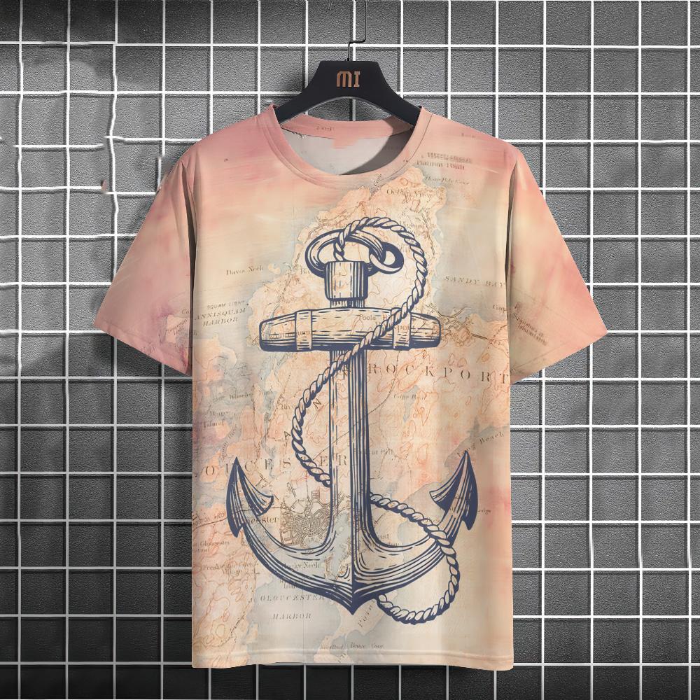 Summer Boat Anchor 3D Print T-Shirts Streetwear Men FashionCasual Oversized O-Neck Short Sleeved T Shirt Tees Tops Clothing