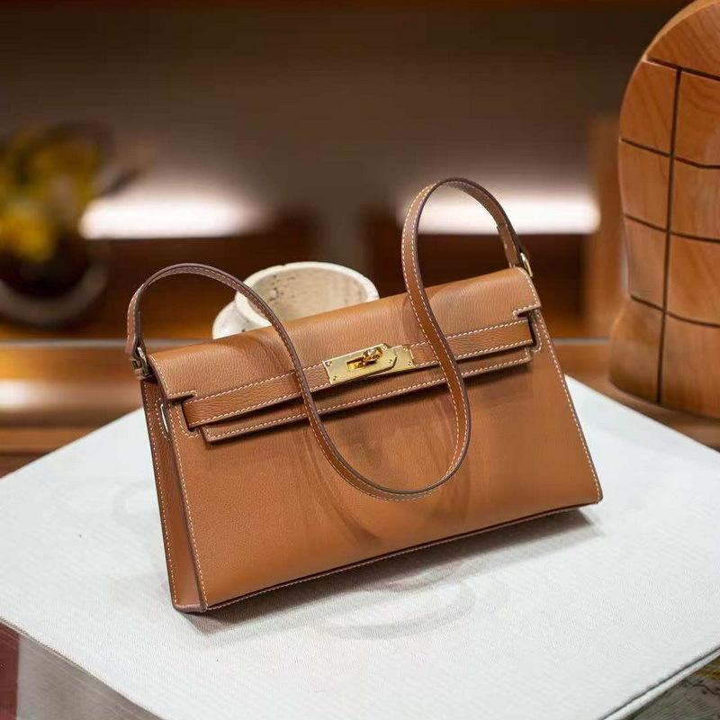 New Leather Women's Bag Goat Pattern Leather Vertical Open Pattern Erin One Shoulder Armpit Bag Long Clutch