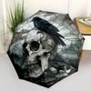 Raven Skull Outdoor Automatic Umbrella Sturdy 8-Rib Shaft Foldable Design for Outdoor Daily Use Compact Folding Umbrella Perfect Gift for Women/Men