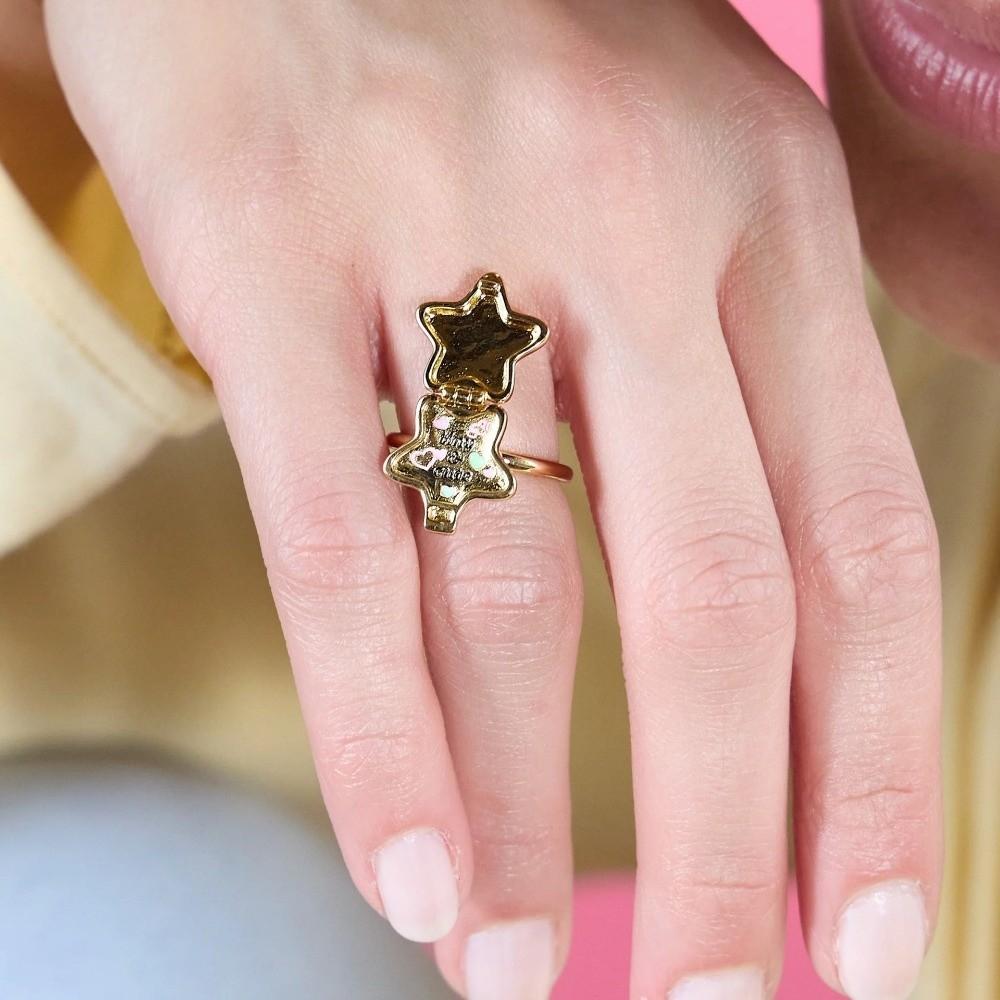 Cute Opening Closing Phase Box Necklace Pink Gold Color Pentagram Heart Ring Pendant Choker  Daily