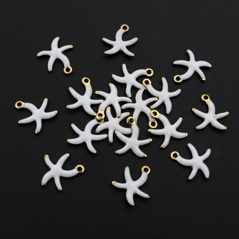 20pcs Stainless Steel Small Enamel Starfish Charms Pendant 10.5x10mm DIY Jewelry Making Accessories for Necklace Earrings
