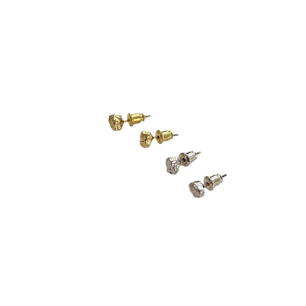 S925 Silver Retro Chinese-Japanese Style Volcanic Stone Stud Earrings for Women