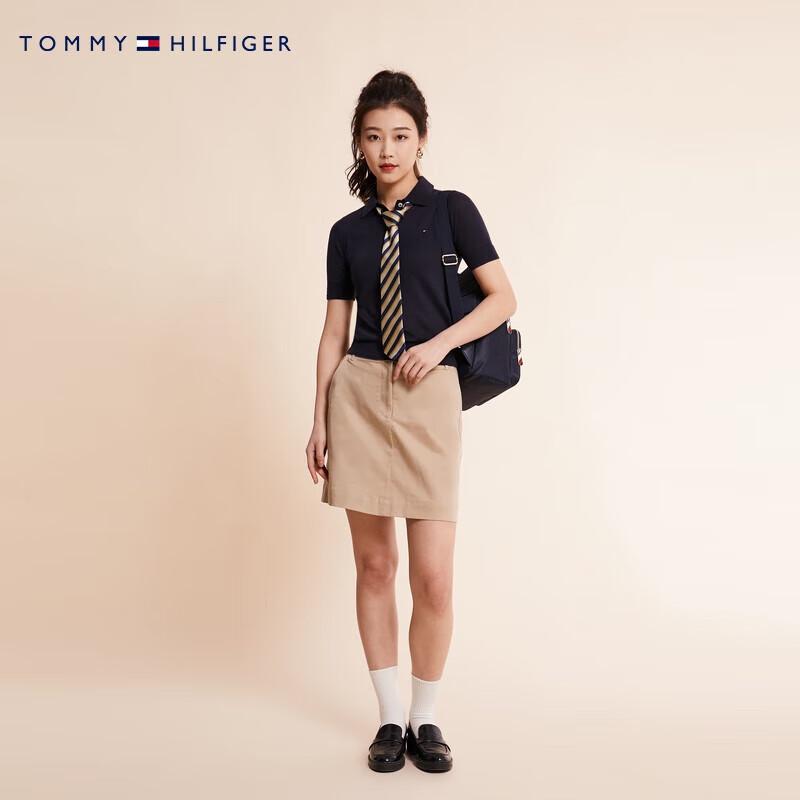 Tommy Hilfiger Women's Striped Lyocell Blend Short Sleeve Polo Knit Shirt