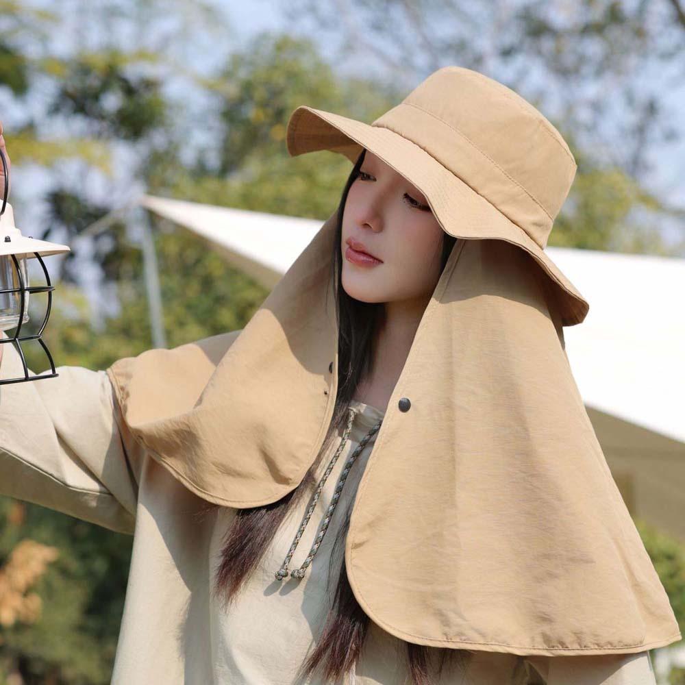 Breathable Mountaineering Cap Elastic Women Sun Cap Ponytail Cap Shawl Fisherman Hat Travel