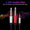 1.8M Hifi Audio Cable Mini Jack 3.5mm to Dual 6.35mm for PC Headphone Mixing Console3.5 to 2 Jack 6.5 Mono Adapter CableGood product