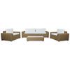Sofa + Table Set Home ESPRIT Synthetic Rattan Glass 248 X 85 X 80 Cm