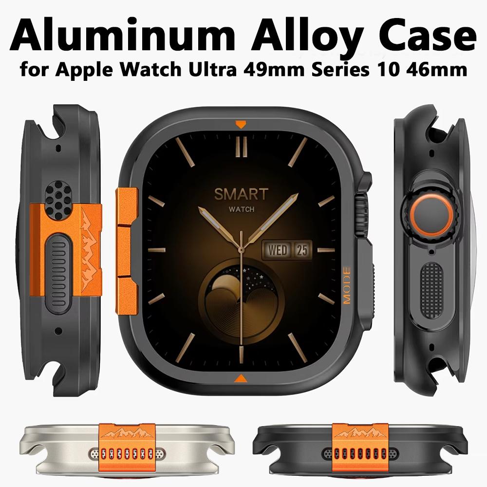 Metal Case for Apple Watch Ultra 2 49mm Protector Case Aluminum Alloy Cover Bumper Frame for IWatch Series 10 46mm Accessories