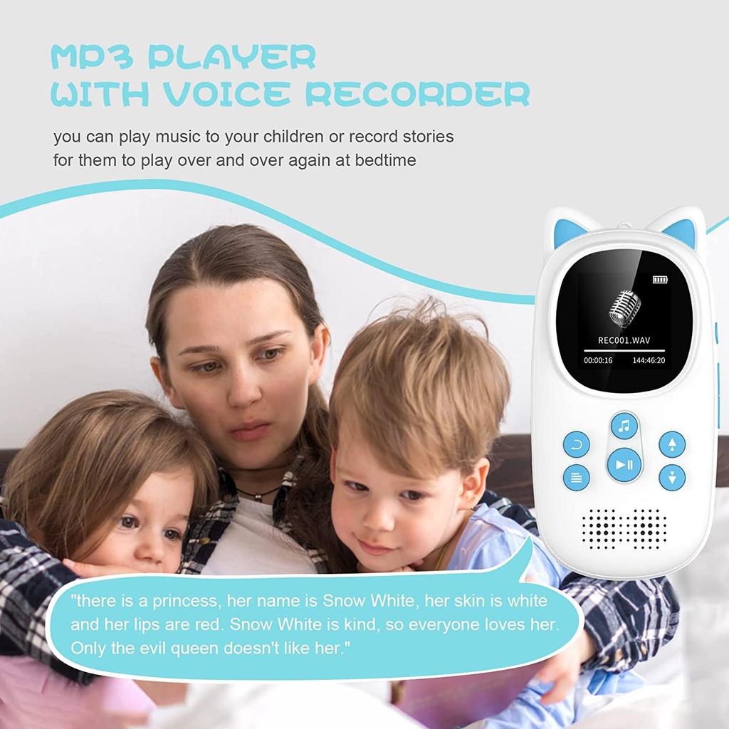 32GB MP3 Player for Kids, With Bluetooth 5.0 ,  FM Speaker, Voice Recorder,  Up to 128GB, Lanyard Headphone Included