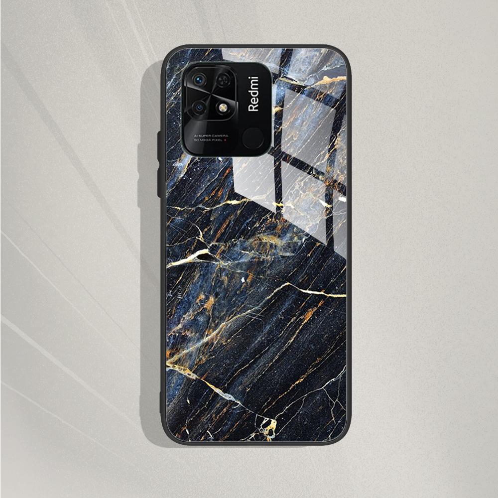 For Xiaomi Redmi 10C Case For Redmi 10C 2022 Cover Marble Painted Tempered Glass Case Fundas For Redmi 10c redmi10C Bumper Coque