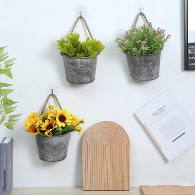 Wall Hanging Flowerpot Garden Multiple Colors Photography Props Iron Art Home Flower Bucket Decorative Accessories Decorations