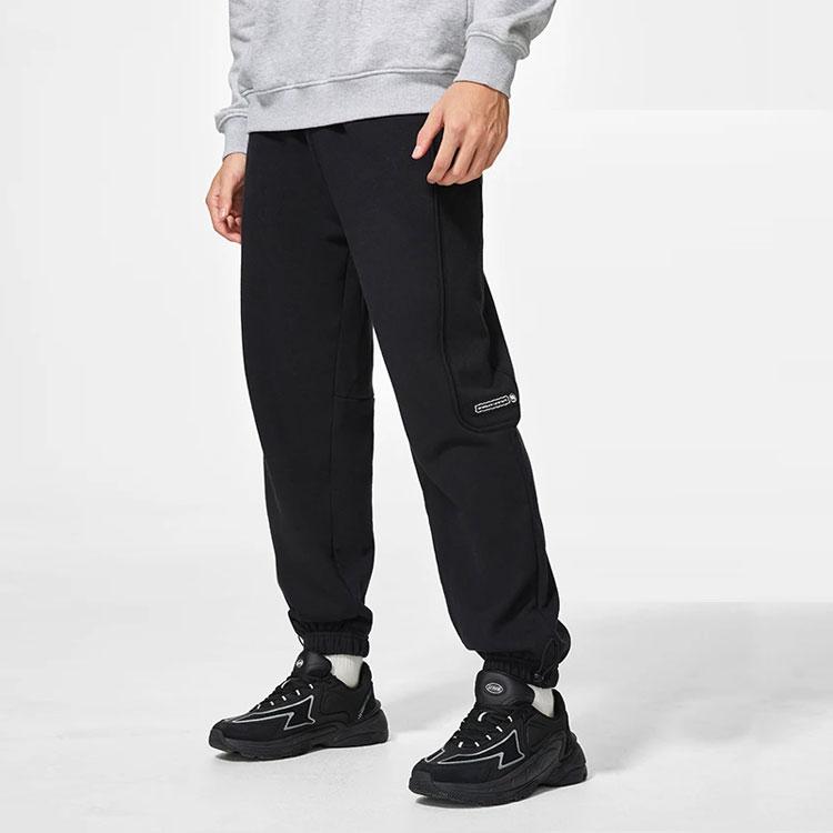 Li-Ning Badfive Autumn Series Solid Color Cuffed Loose Casual Knit Sports Pants Men Bottoms Black AKLS643-2