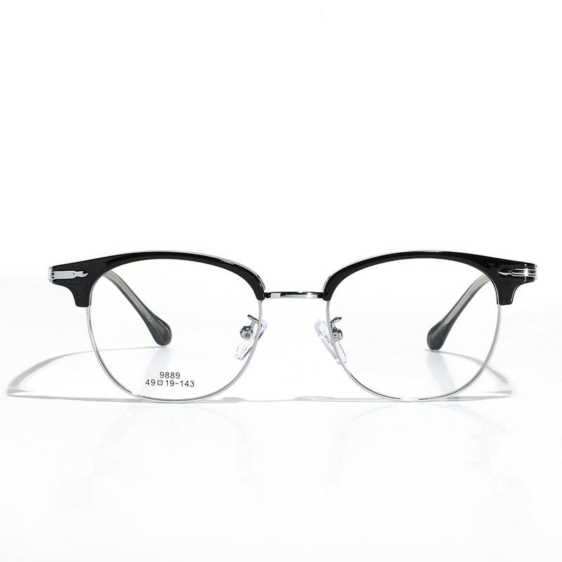 Glasses Japanese Retro Glasses Frames Myopia Literary Flat Glasses Men'S Tr90 Metal Rivets Plain Glasses Women