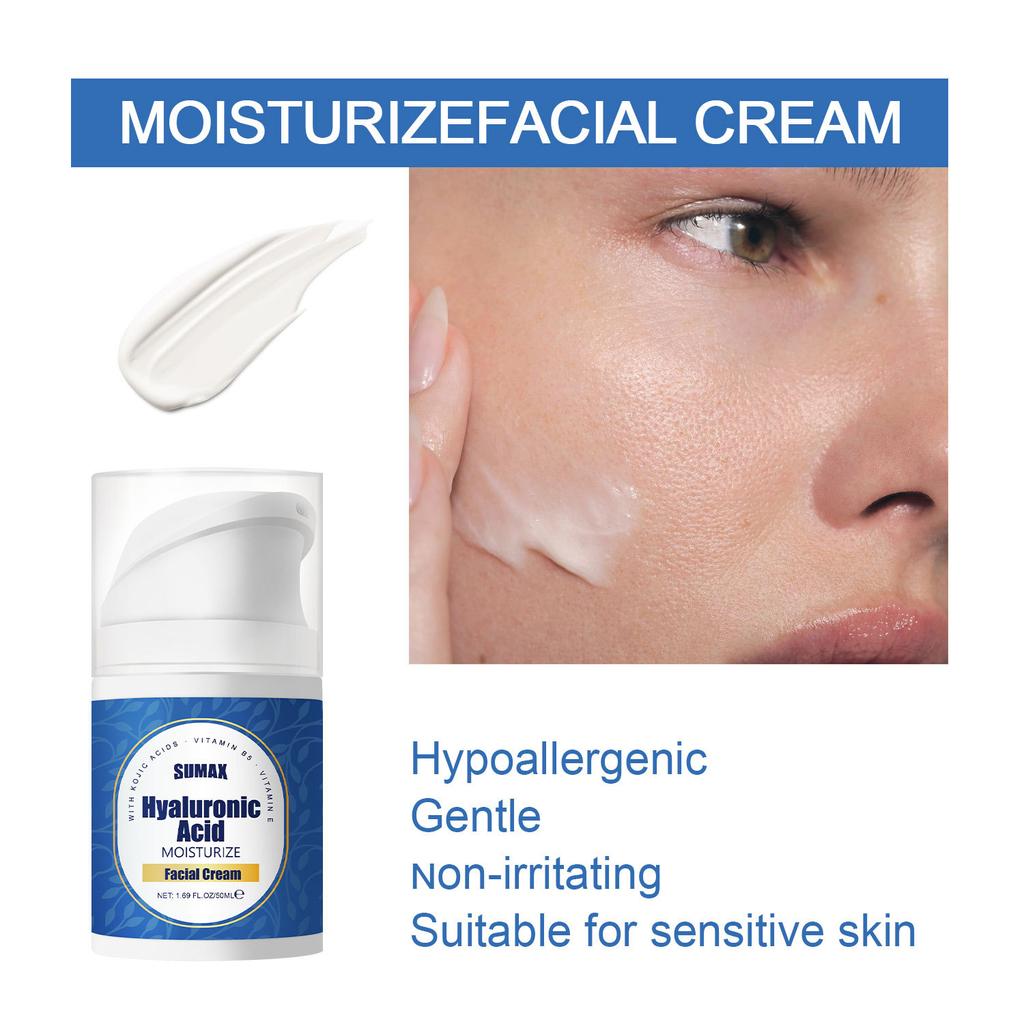 50ml Push Bottle Hyaluronic Acid Facial Cream Mooth Delicate Radiant and Translucent Rapid Absorption of Skin Retinol Anti Aging Serum