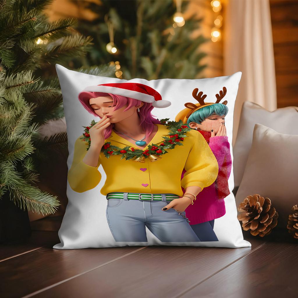 KPop Demon Hunters Blue Cat Christmas Party: Cute Cat Costume, Joy Overflowing Pillowcase Fashion Home Decoration