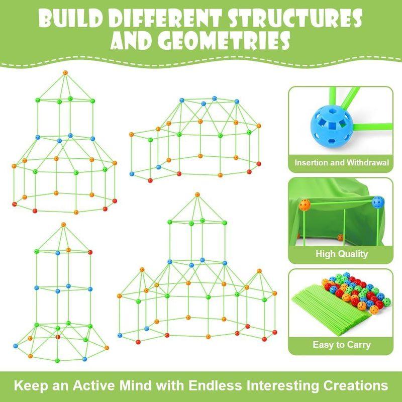 Glow-In-The-Dark DIY Fort Construction Creative Toy Fort Building Kit 3D Castles Tunnels Tents Games Educational Play Tent Toys