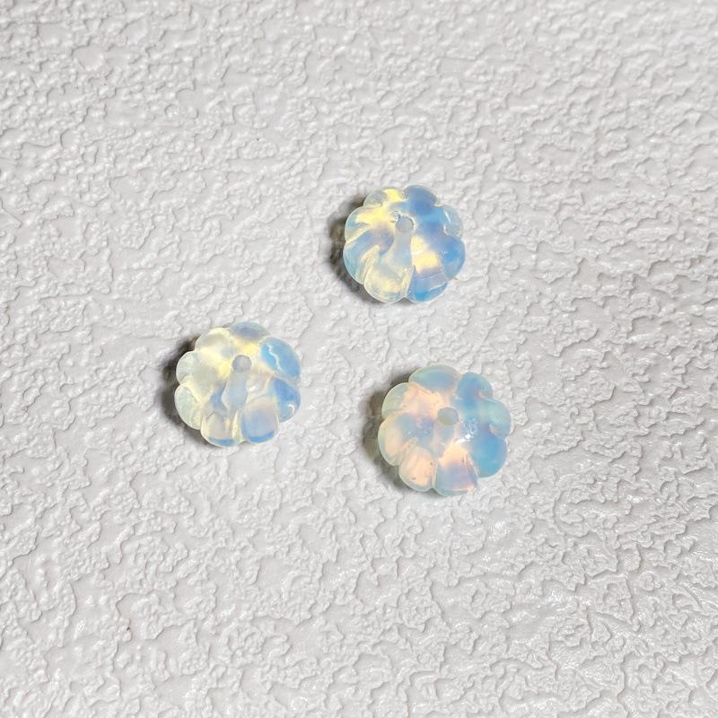 Agate Natural Stone Carved Flat Pumpkin Spacer Beads for DIY Jewelry Accessories