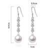 Romantic Charm Zircon Earrings Female Pearl Earrings Temperament Long Tassel Geometric Earhook Earrings