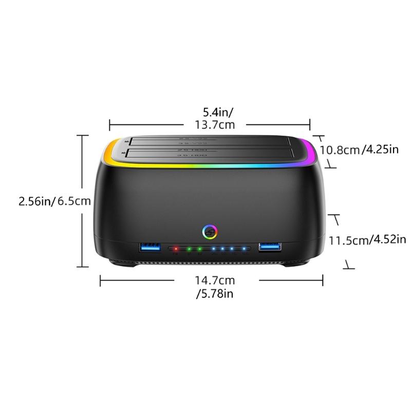 Multifunctional 2.5inch/3.5inch External Hard Drives Enclosure Case Type C Docking Station Hard Drive Case with LED