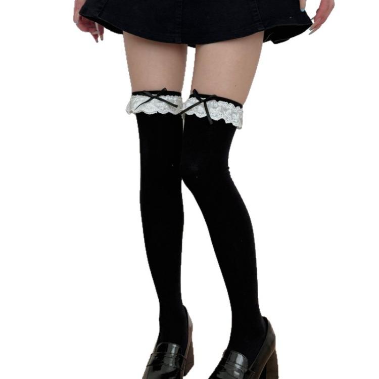 New Autumn Jk Lace Thigh Cotton Socks Lolita Girl High-tube Women's Over-the-knee Socks Sweet Short Women's Cotton Socks