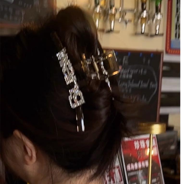 Transparente Metall-Haarspange mit Diamanten - Vielseitig, Groß, Schlichter Feiertagsstil