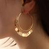 Party Gift Dangle Geometric Tassel Hoop Earrings Ear Studs Hanging Earring Golden Sequins