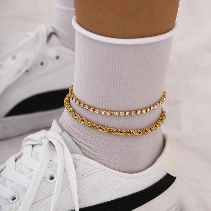 Stainless Steel Delicate Anklet for Women Gold Color Chain Anklet Bracelets On The Leg Do Not Fade Anklet Jewelry Women 2025 New
