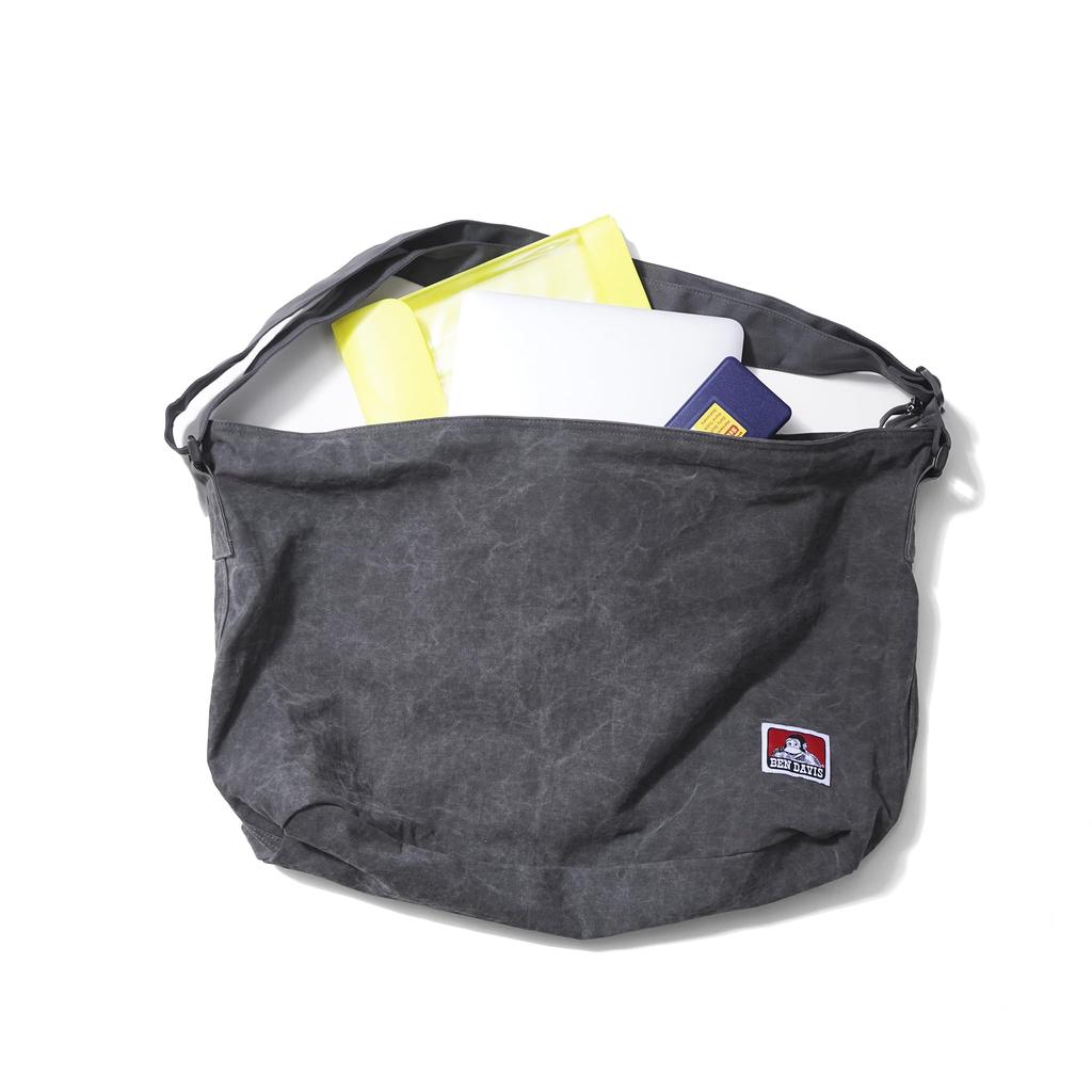 Ben Davis Big Canvas Shoulder Bag with Vintage Pigment Black Finish, BDW-8341PG,