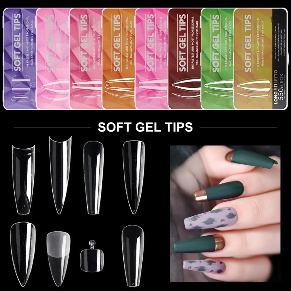 550PCS Oval Shape French Nail Dual Forms Almond Shape Coffin Shape Acrylic Nail Art Mold T-shaped Nails Square Shape