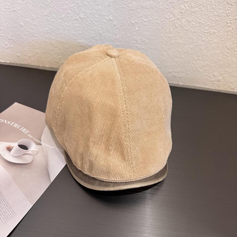 Nouvelle casquette gavroche en velours côtelé PU: Mode rétro britannique pour l'automne/hiver