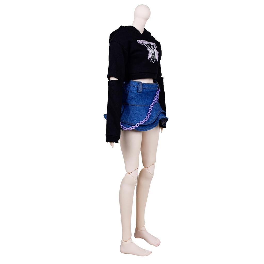 EVA BJD 13 Ubranka dla lalek BJD 13 BJD Ubranka dla dzieci BJD 60 cm Zestaw modnych lalek 22"-24" Kulista lalka SD Czarny sweter Dżinsowa spódnica